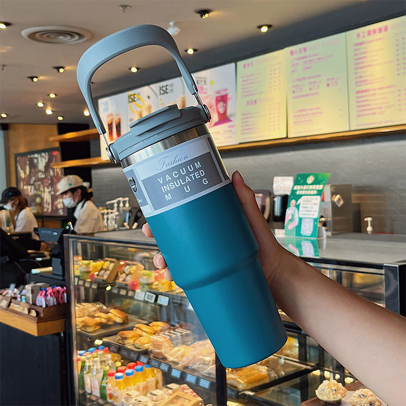Large Capacity 304 Stainless Steel Insulated Cup with Straw, Portable Ice Cup for Outdoor and Car Use