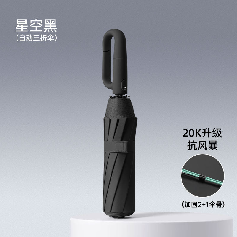Large Automatic Umbrella, Storm Resistant, Reinforced, Dual-use for Sun and Rain, Foldable, UV Protection, Vinyl Coated, Advertising Umbrella, In Stock