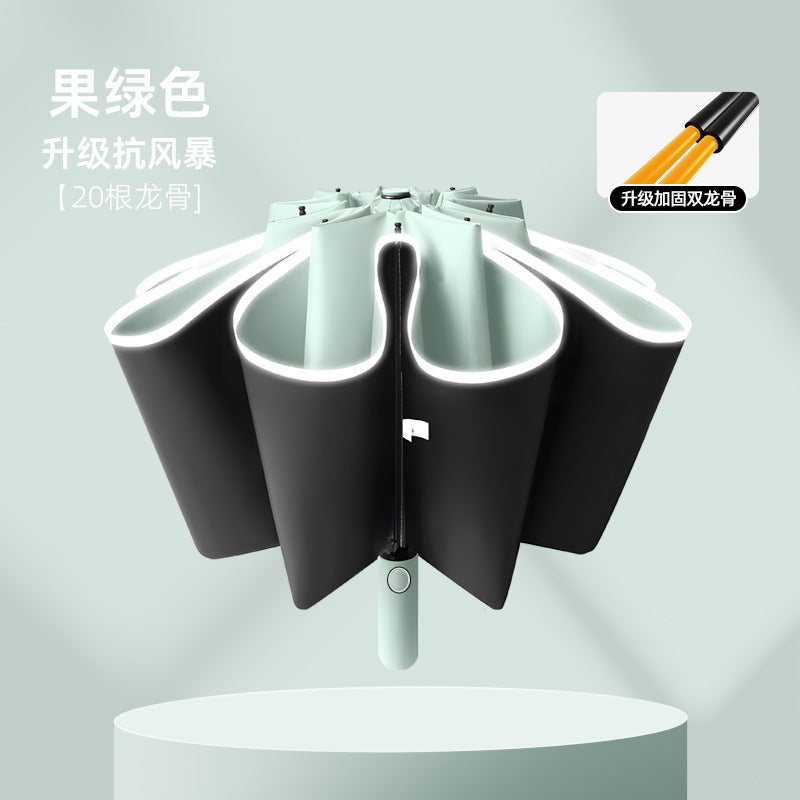 Large Automatic Umbrella, Storm Resistant, Reinforced, Dual-use for Sun and Rain, Foldable, UV Protection, Vinyl Coated, Advertising Umbrella, In Stock