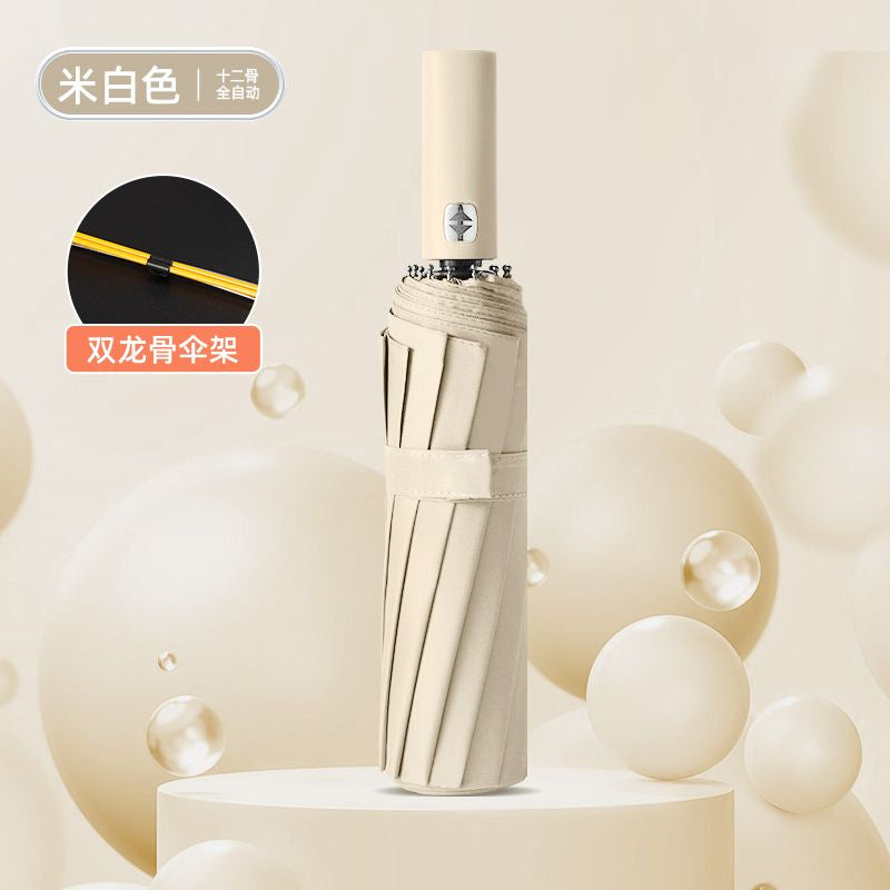 Large Automatic Umbrella, Storm Resistant, Reinforced, Dual-use for Sun and Rain, Foldable, UV Protection, Vinyl Coated, Advertising Umbrella, In Stock