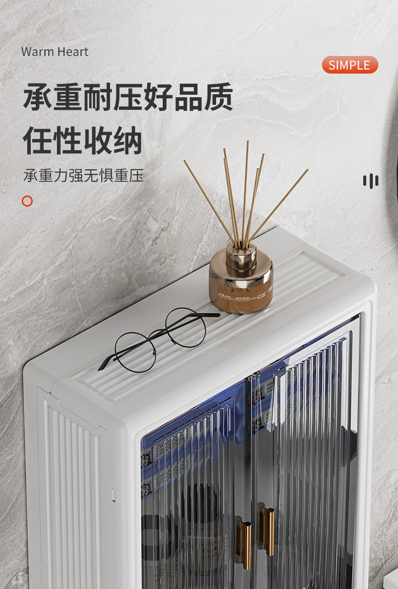 No-Drill Wall-Mounted Storage Cabinet Dustproof Waterproof Bathroom Toiletries Organizer Cosmetics Storage Box
