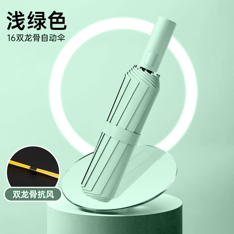 Large Automatic Umbrella, Storm Resistant, Reinforced, Dual-use for Sun and Rain, Foldable, UV Protection, Vinyl Coated, Advertising Umbrella, In Stock