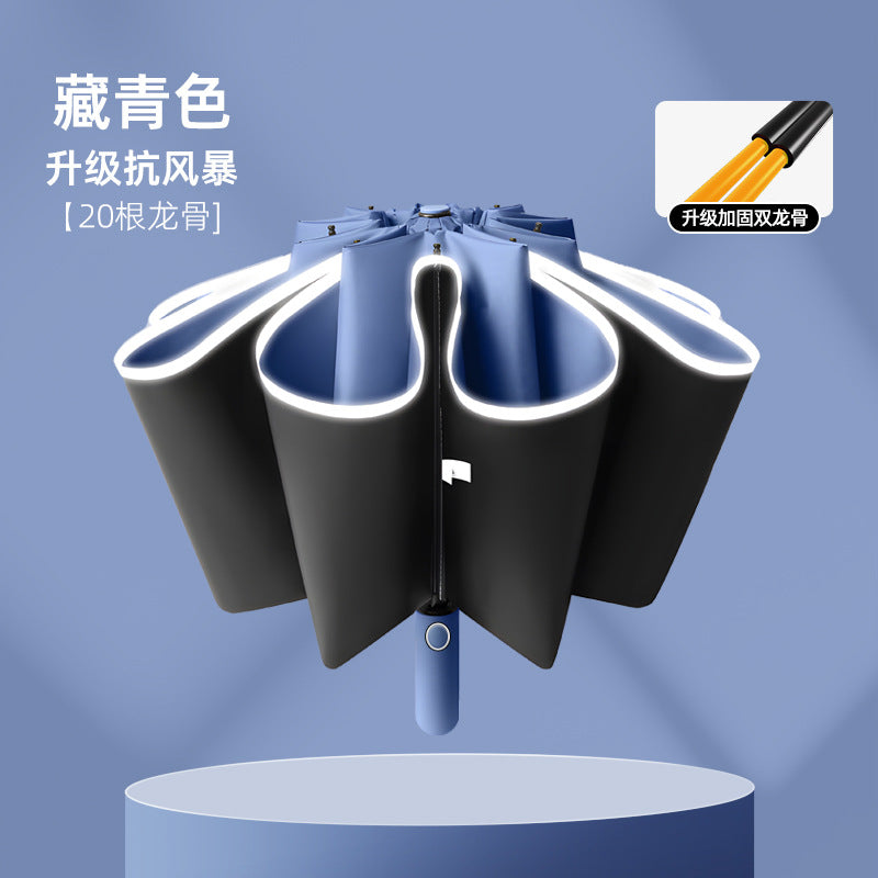 Large Automatic Umbrella, Storm Resistant, Reinforced, Dual-use for Sun and Rain, Foldable, UV Protection, Vinyl Coated, Advertising Umbrella, In Stock