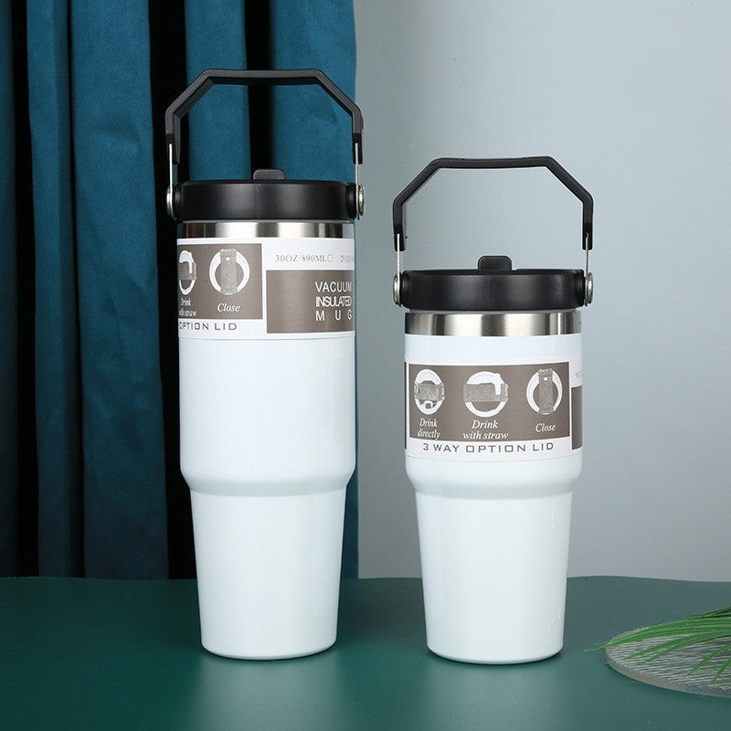 Large Capacity 304 Stainless Steel Insulated Cup with Straw, Portable Ice Cup for Outdoor and Car Use