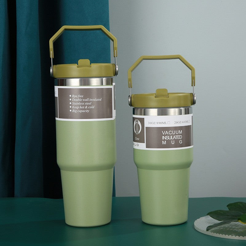 Large Capacity 304 Stainless Steel Insulated Cup with Straw, Portable Ice Cup for Outdoor and Car Use