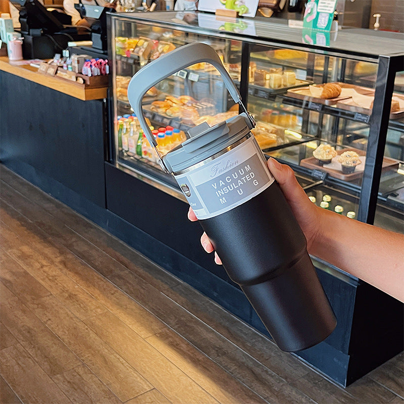 Large Capacity 304 Stainless Steel Insulated Cup with Straw, Portable Ice Cup for Outdoor and Car Use