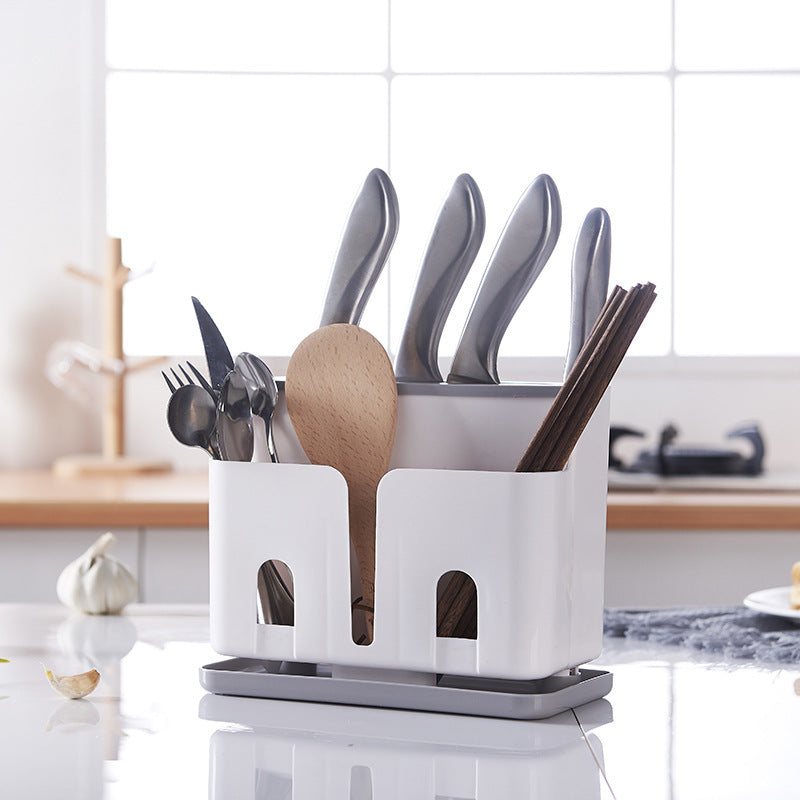 Nordic Style Multi-Functional Floor Knife Holder Kitchen Supplies Chopsticks Box Meal Spoon Tableware Storage Plastic Storage Rack