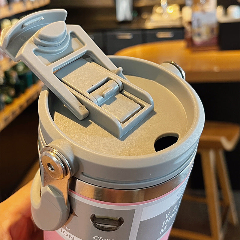 Large Capacity 304 Stainless Steel Insulated Cup with Straw, Portable Ice Cup for Outdoor and Car Use