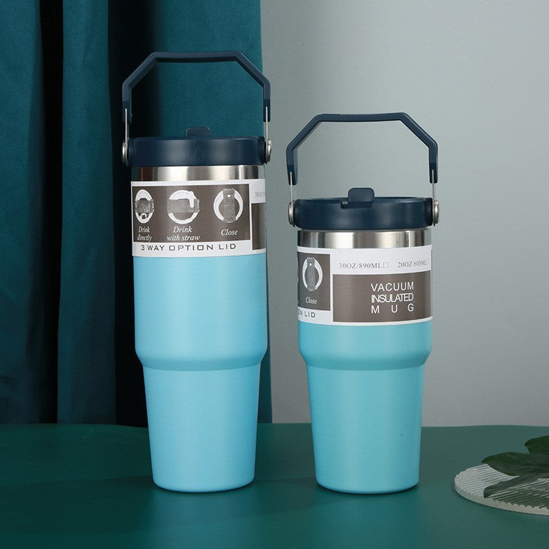 Large Capacity 304 Stainless Steel Insulated Cup with Straw, Portable Ice Cup for Outdoor and Car Use
