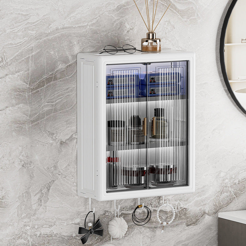 No-Drill Wall-Mounted Storage Cabinet Dustproof Waterproof Bathroom Toiletries Organizer Cosmetics Storage Box