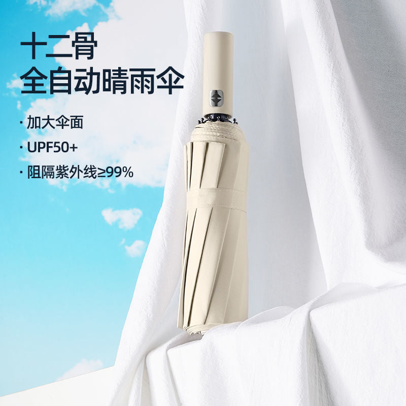 Large Automatic Umbrella, Storm Resistant, Reinforced, Dual-use for Sun and Rain, Foldable, UV Protection, Vinyl Coated, Advertising Umbrella, In Stock