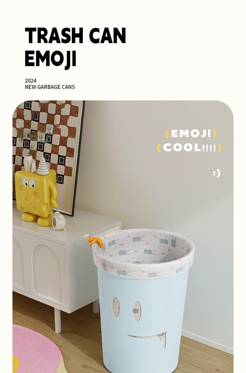 Cream Style Trash Can for Home Kitchen Bathroom Living Room Bedroom Creative Simple Large Size with Press Ring Paper Basket