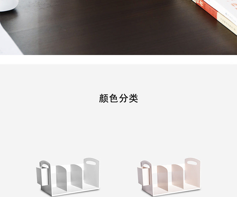 Japanese Style Simple Desktop Book Storage Rack Dormitory Triple with Pen Holder Organizer Bookshelf Office File Storage Box