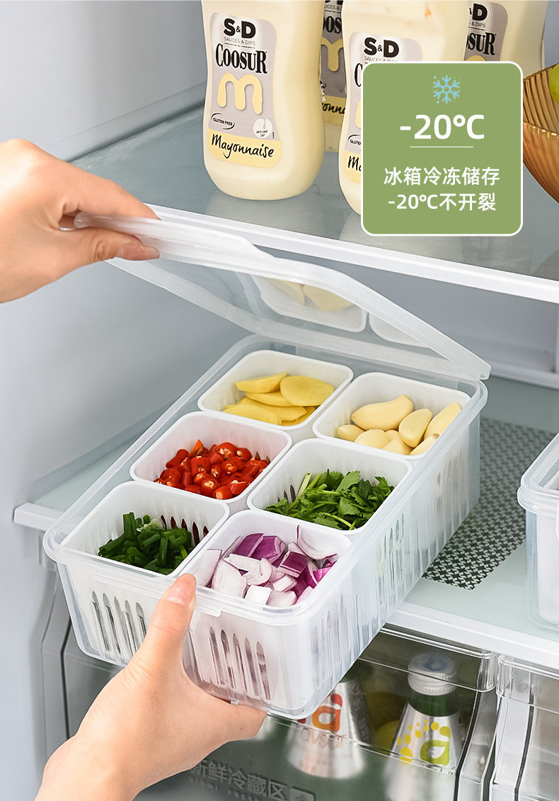 Mingxi Crisper Refrigerator Chopped Green Onion Ginger and Garlic Kitchen Storage Box Food Grade Plastic Drain Fruit Box Suit Chopped Green Onion Box