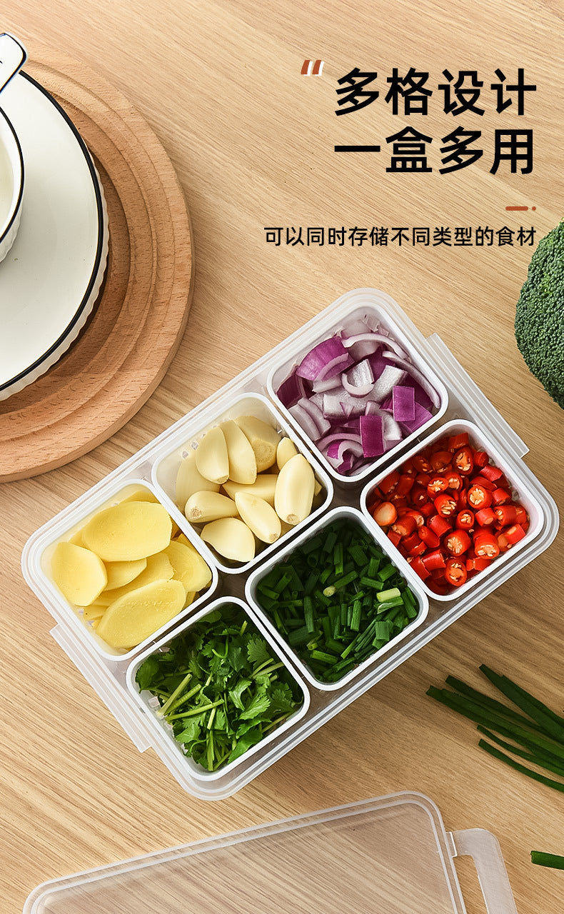 Mingxi Crisper Refrigerator Chopped Green Onion Ginger and Garlic Kitchen Storage Box Food Grade Plastic Drain Fruit Box Suit Chopped Green Onion Box