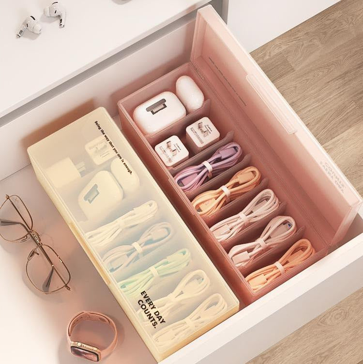 Data Cable Organizer Box Power Charging Cable Mobile Phone Charger Plug Organizer Desktop Cable Management Box Winder