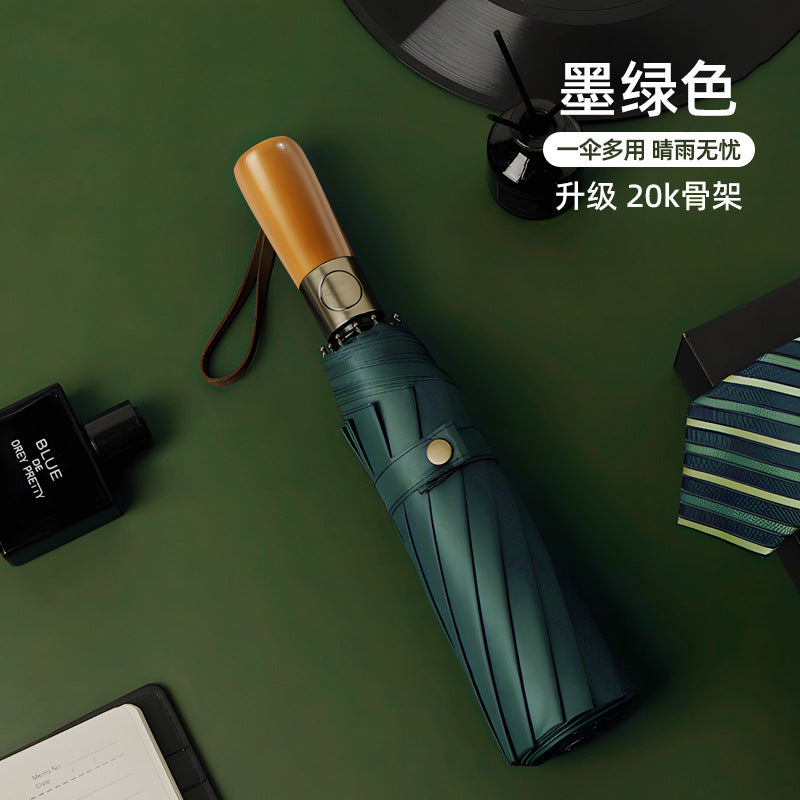 Large Automatic Umbrella, Storm Resistant, Reinforced, Dual-use for Sun and Rain, Foldable, UV Protection, Vinyl Coated, Advertising Umbrella, In Stock