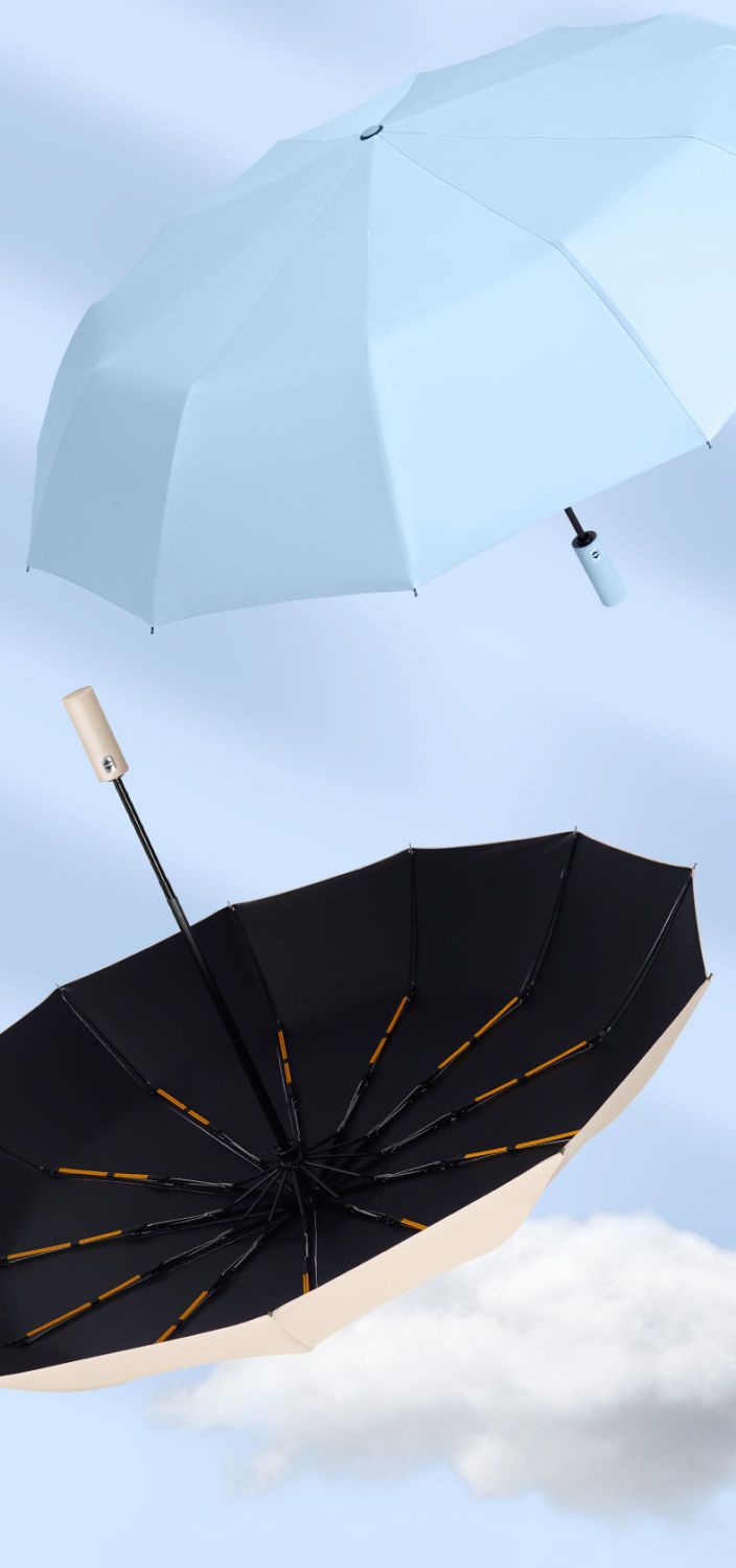Large Automatic Umbrella, Storm Resistant, Reinforced, Dual-use for Sun and Rain, Foldable, UV Protection, Vinyl Coated, Advertising Umbrella, In Stock