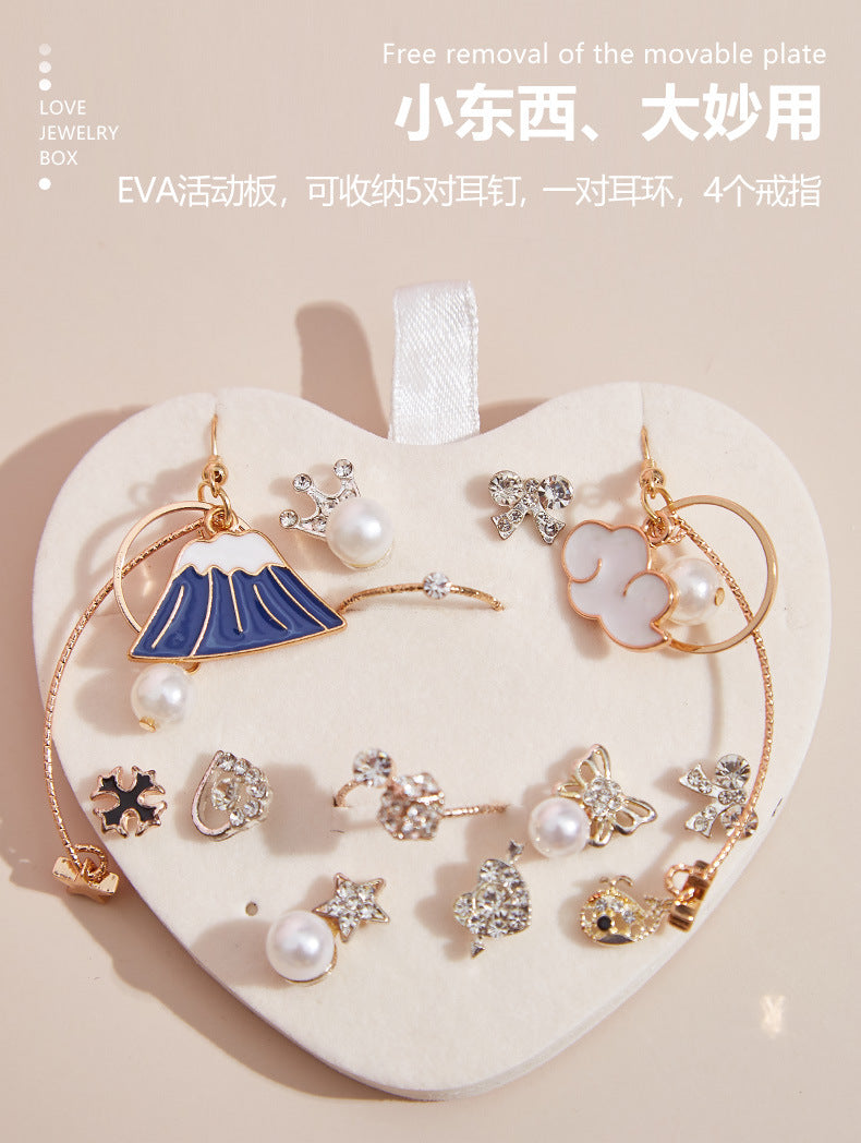 PU Portable Jewelry Storage Box Necklace Ring Earrings Ear Studs Storage Hand Jewelry Gift Jewelry Box Small