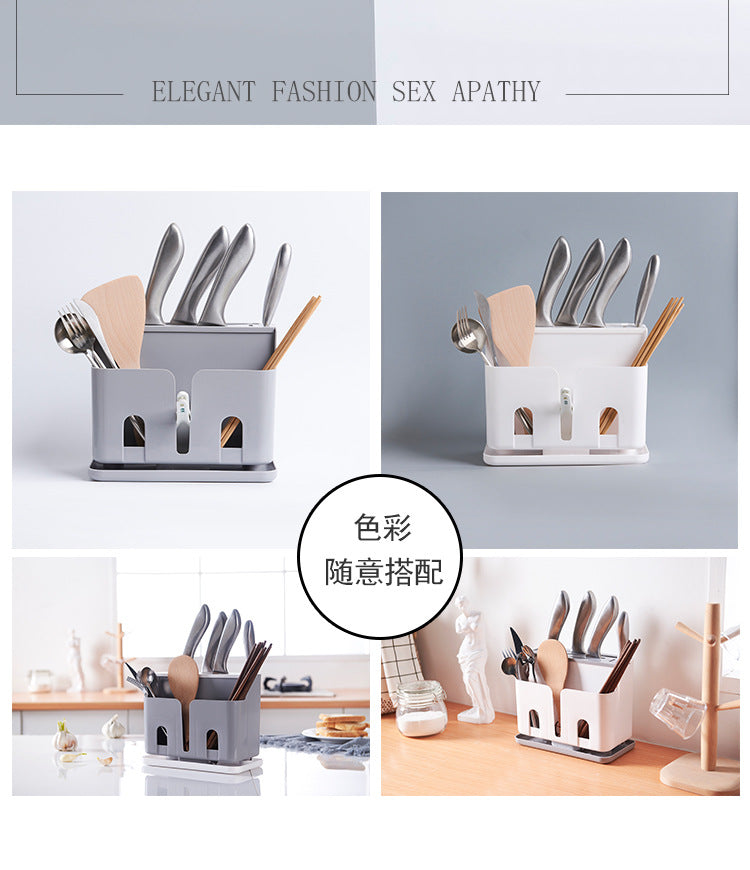 Nordic Style Multi-Functional Floor Knife Holder Kitchen Supplies Chopsticks Box Meal Spoon Tableware Storage Plastic Storage Rack