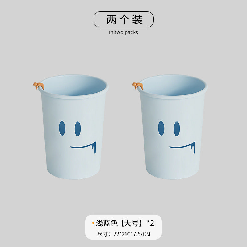 Cream Style Trash Can for Home Kitchen Bathroom Living Room Bedroom Creative Simple Large Size with Press Ring Paper Basket