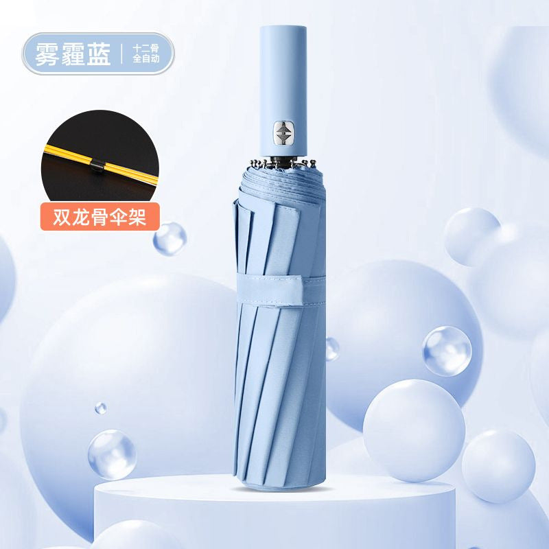 Large Automatic Umbrella, Storm Resistant, Reinforced, Dual-use for Sun and Rain, Foldable, UV Protection, Vinyl Coated, Advertising Umbrella, In Stock