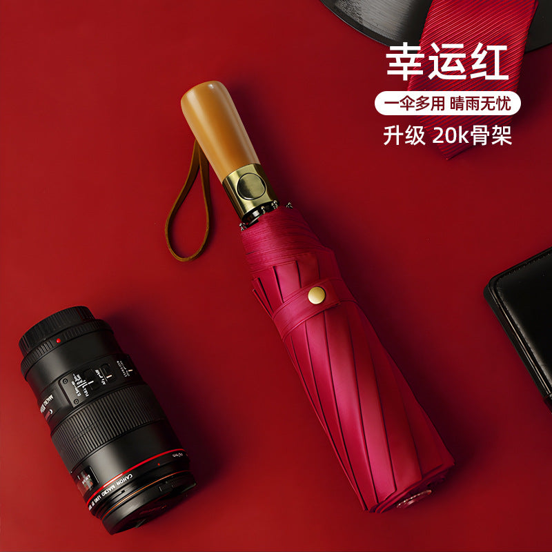 Large Automatic Umbrella, Storm Resistant, Reinforced, Dual-use for Sun and Rain, Foldable, UV Protection, Vinyl Coated, Advertising Umbrella, In Stock