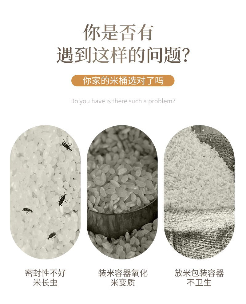Rice Bucket Household Insect-Proof Moisture-Proof Sealed Food Grade Rice Container Rice Bin Flour High-End Storage Tank Rice Storage Box
