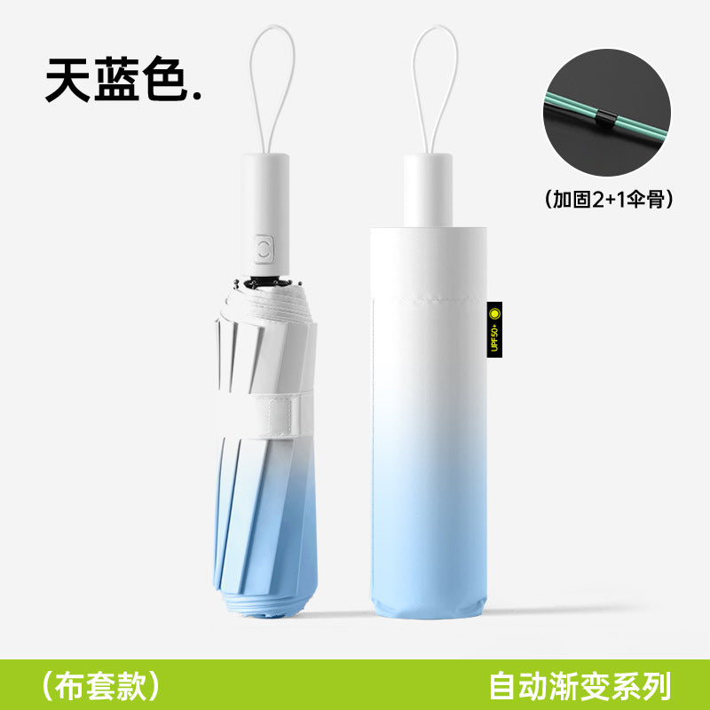 Large Automatic Umbrella, Storm Resistant, Reinforced, Dual-use for Sun and Rain, Foldable, UV Protection, Vinyl Coated, Advertising Umbrella, In Stock