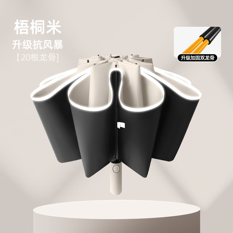 Large Automatic Umbrella, Storm Resistant, Reinforced, Dual-use for Sun and Rain, Foldable, UV Protection, Vinyl Coated, Advertising Umbrella, In Stock