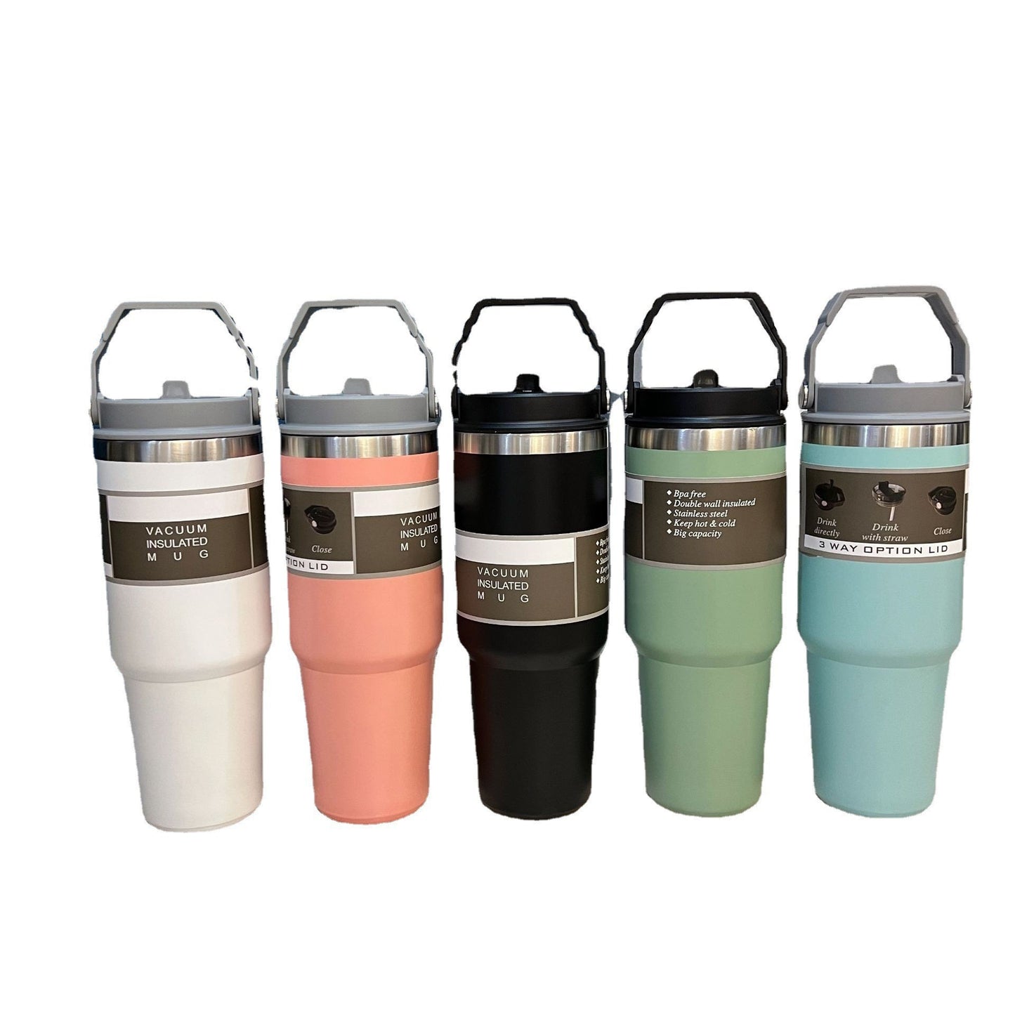 Large Capacity 304 Stainless Steel Insulated Cup with Straw, Portable Ice Cup for Outdoor and Car Use