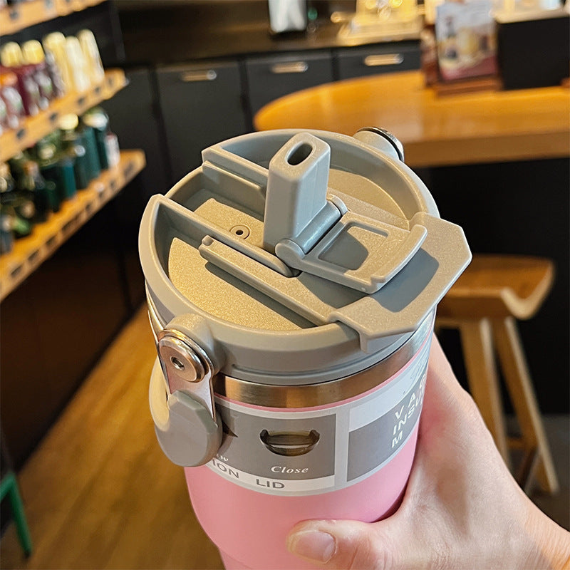 Large Capacity 304 Stainless Steel Insulated Cup with Straw, Portable Ice Cup for Outdoor and Car Use