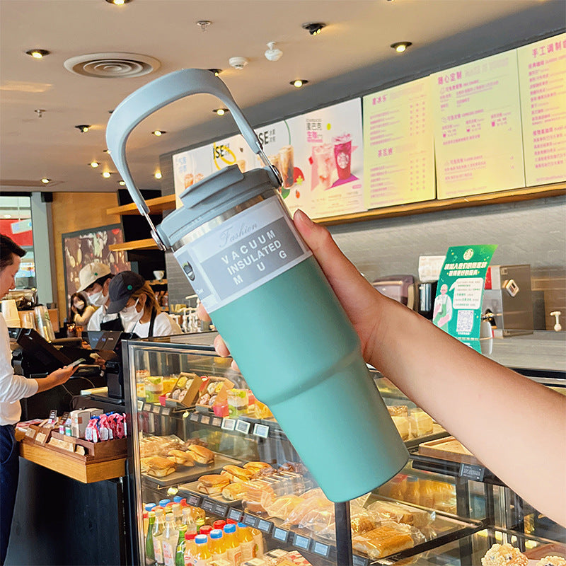 Large Capacity 304 Stainless Steel Insulated Cup with Straw, Portable Ice Cup for Outdoor and Car Use