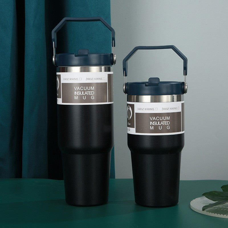 Large Capacity 304 Stainless Steel Insulated Cup with Straw, Portable Ice Cup for Outdoor and Car Use