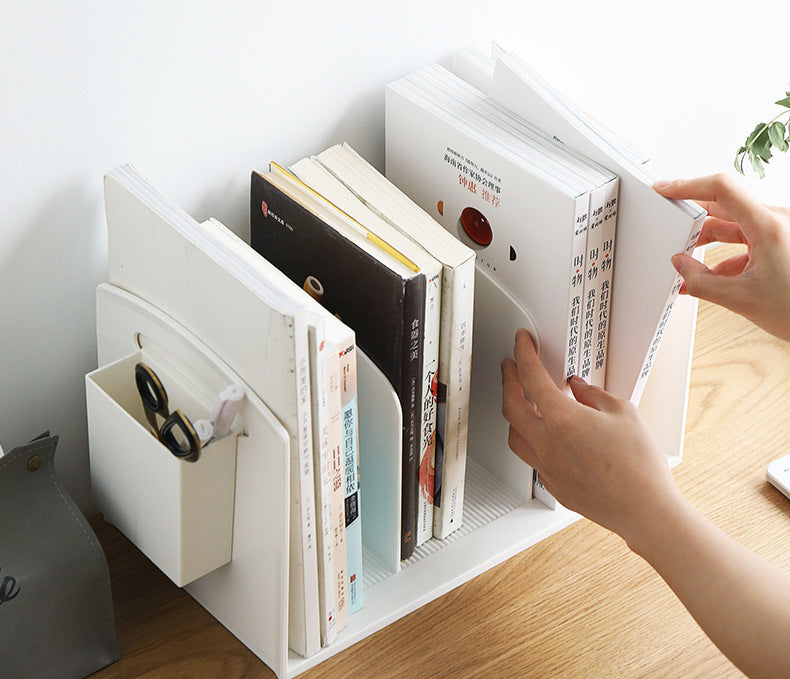 Japanese Style Simple Desktop Book Storage Rack Dormitory Triple with Pen Holder Organizer Bookshelf Office File Storage Box