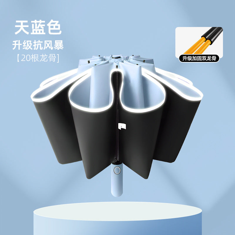 Large Automatic Umbrella, Storm Resistant, Reinforced, Dual-use for Sun and Rain, Foldable, UV Protection, Vinyl Coated, Advertising Umbrella, In Stock