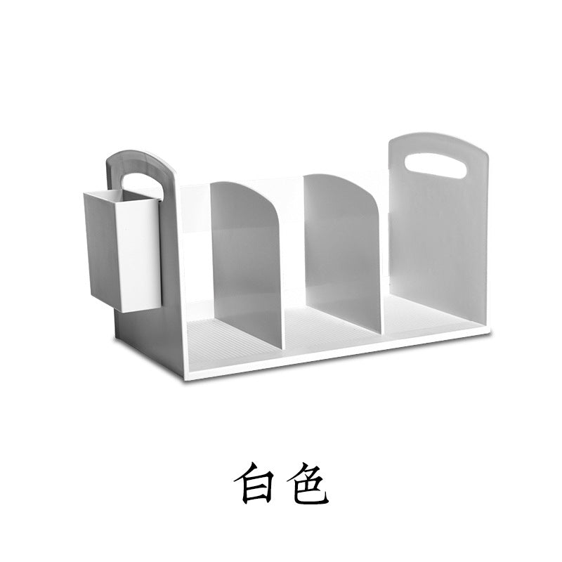 Japanese Style Simple Desktop Book Storage Rack Dormitory Triple with Pen Holder Organizer Bookshelf Office File Storage Box