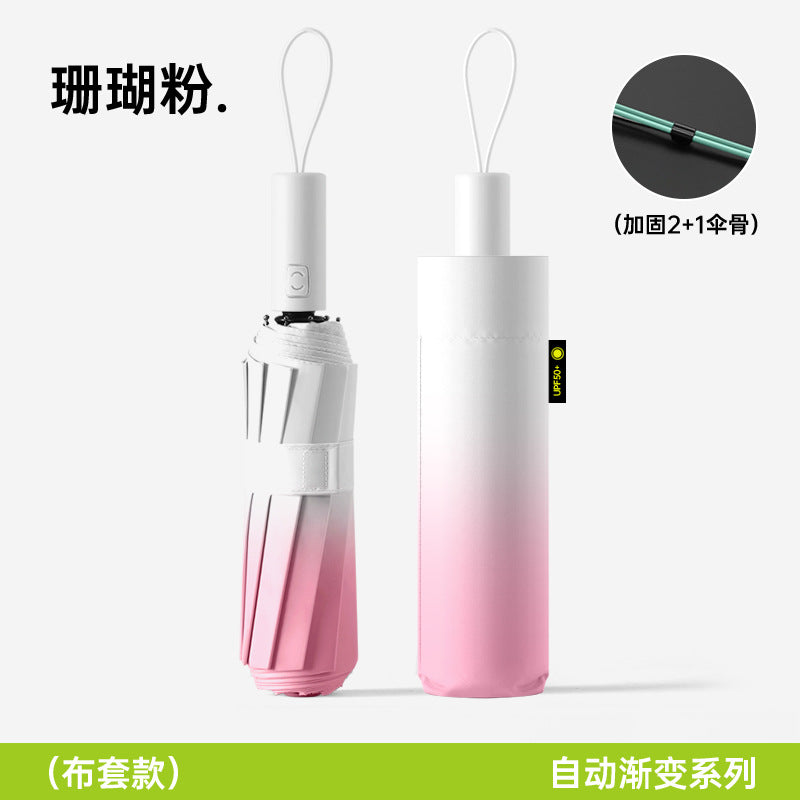 Large Automatic Umbrella, Storm Resistant, Reinforced, Dual-use for Sun and Rain, Foldable, UV Protection, Vinyl Coated, Advertising Umbrella, In Stock