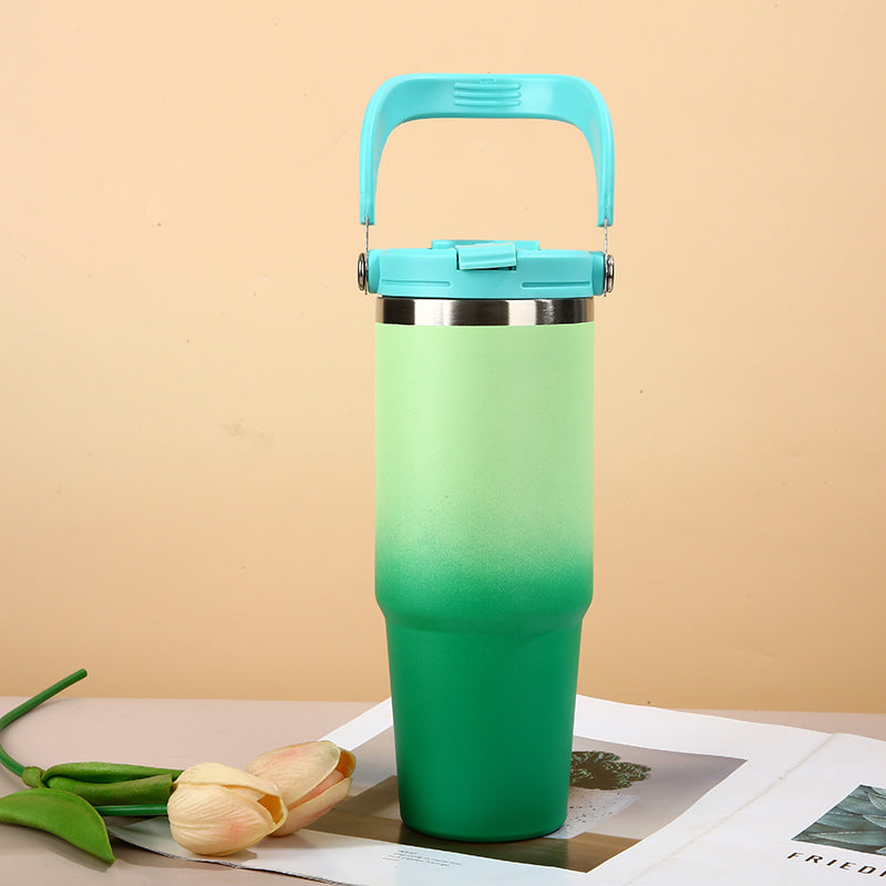 Large Capacity 304 Stainless Steel Insulated Cup with Straw, Portable Ice Cup for Outdoor and Car Use