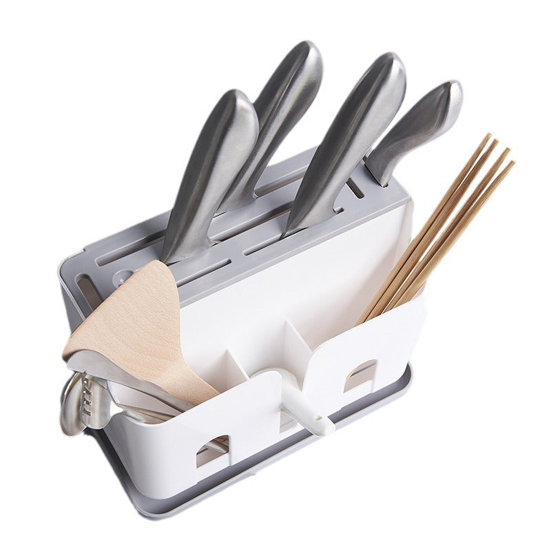 Nordic Style Multi-Functional Floor Knife Holder Kitchen Supplies Chopsticks Box Meal Spoon Tableware Storage Plastic Storage Rack
