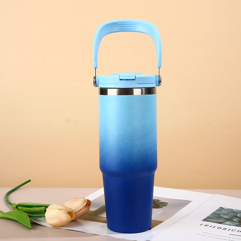 Large Capacity 304 Stainless Steel Insulated Cup with Straw, Portable Ice Cup for Outdoor and Car Use