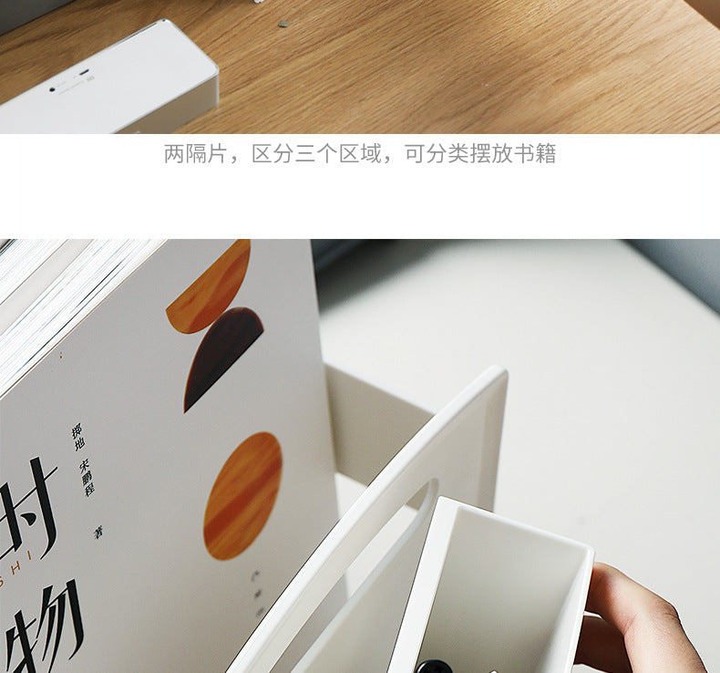 Japanese Style Simple Desktop Book Storage Rack Dormitory Triple with Pen Holder Organizer Bookshelf Office File Storage Box