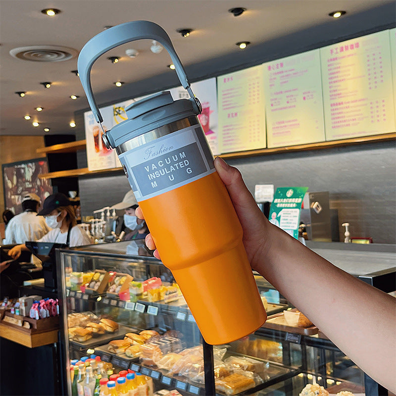 Large Capacity 304 Stainless Steel Insulated Cup with Straw, Portable Ice Cup for Outdoor and Car Use