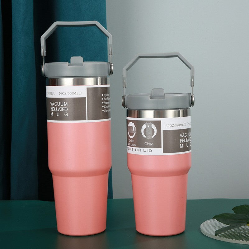 Large Capacity 304 Stainless Steel Insulated Cup with Straw, Portable Ice Cup for Outdoor and Car Use