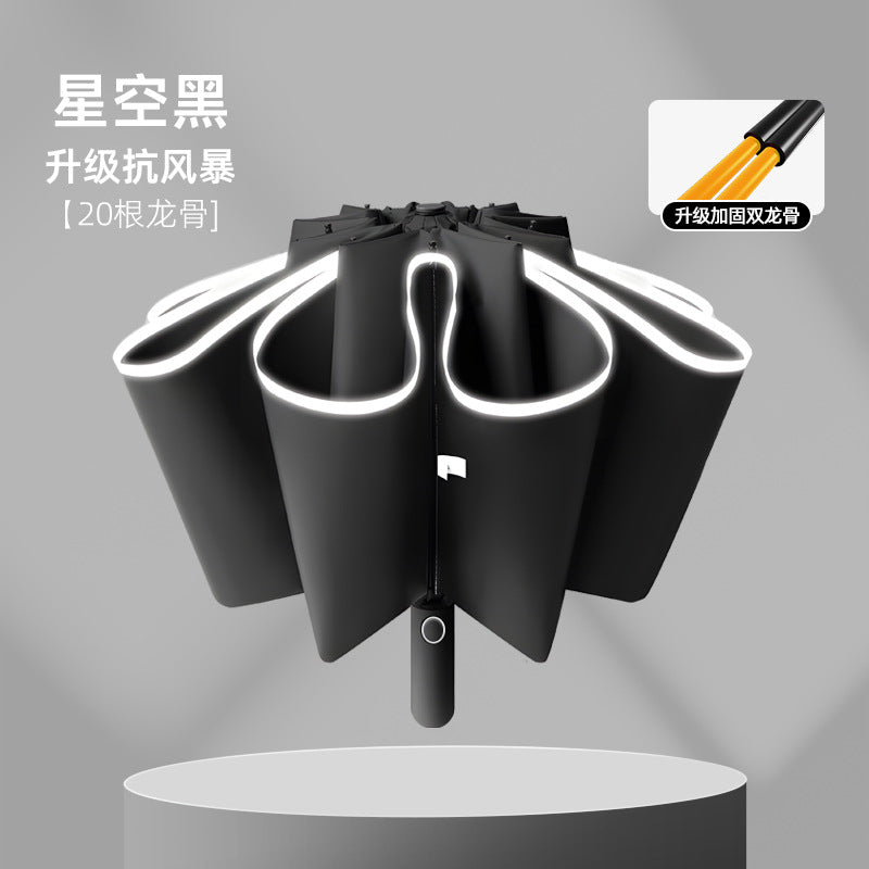 Large Automatic Umbrella, Storm Resistant, Reinforced, Dual-use for Sun and Rain, Foldable, UV Protection, Vinyl Coated, Advertising Umbrella, In Stock