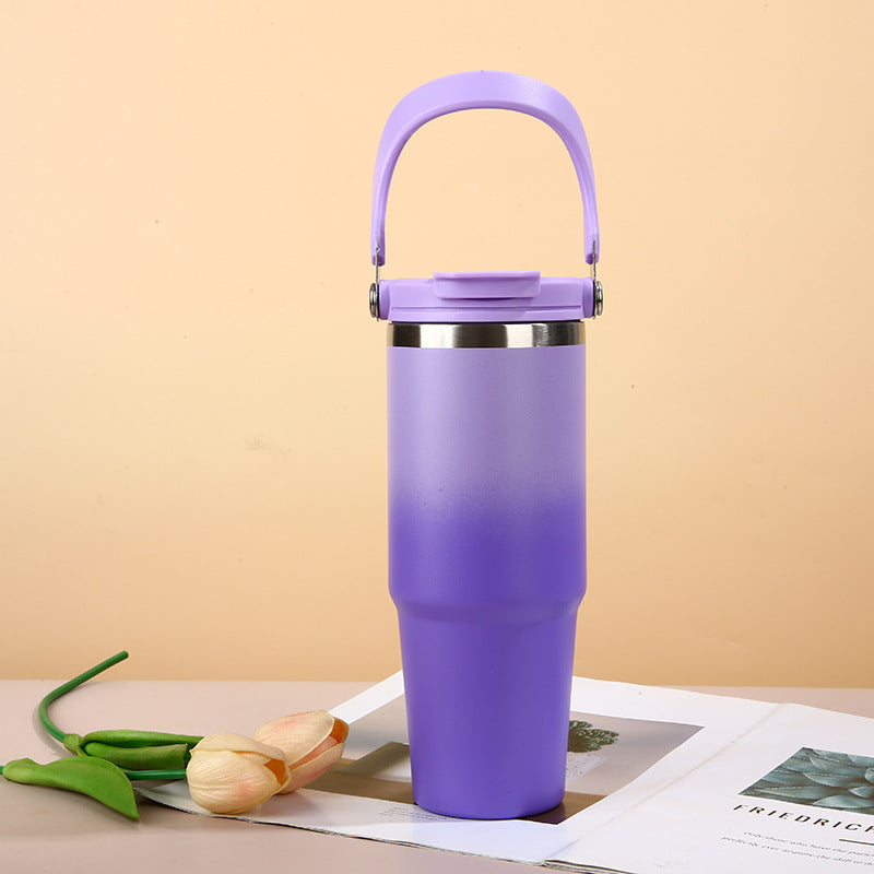 Large Capacity 304 Stainless Steel Insulated Cup with Straw, Portable Ice Cup for Outdoor and Car Use