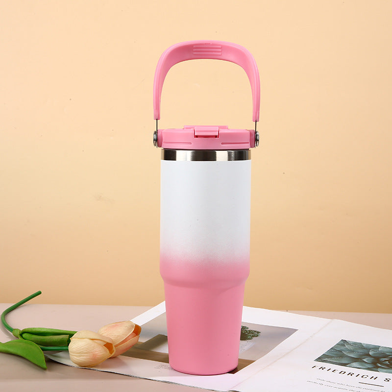 Large Capacity 304 Stainless Steel Insulated Cup with Straw, Portable Ice Cup for Outdoor and Car Use