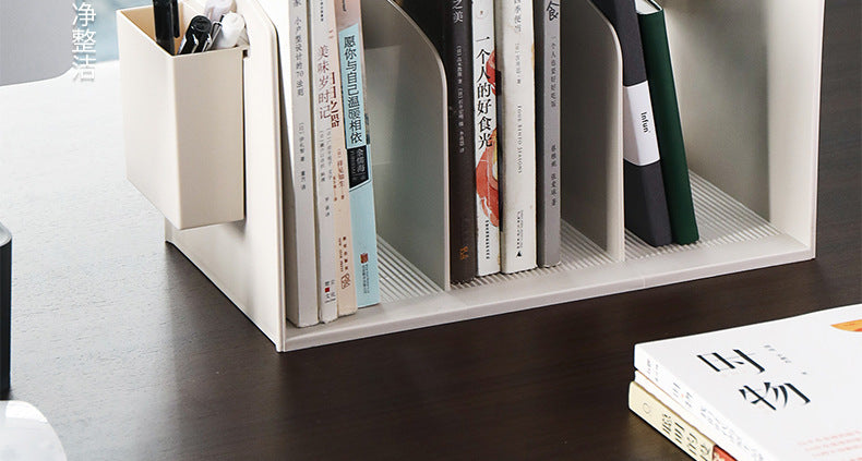 Japanese Style Simple Desktop Book Storage Rack Dormitory Triple with Pen Holder Organizer Bookshelf Office File Storage Box