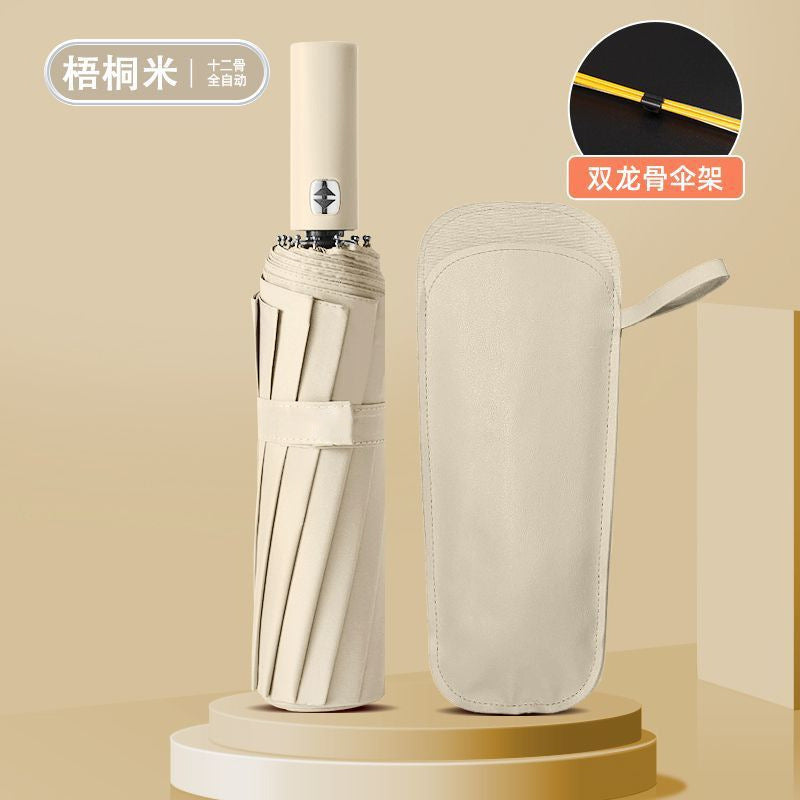 Large Automatic Umbrella, Storm Resistant, Reinforced, Dual-use for Sun and Rain, Foldable, UV Protection, Vinyl Coated, Advertising Umbrella, In Stock