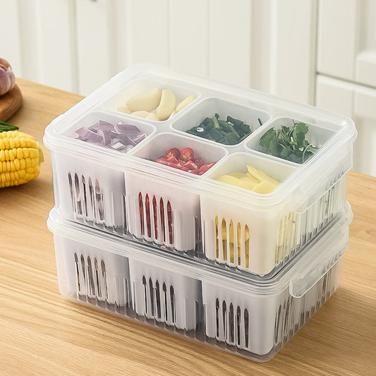Mingxi Crisper Refrigerator Chopped Green Onion Ginger and Garlic Kitchen Storage Box Food Grade Plastic Drain Fruit Box Suit Chopped Green Onion Box